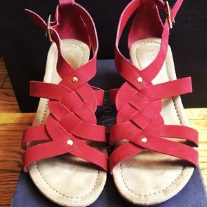 Lauren by RL red leather sandals, women’s size 7.5